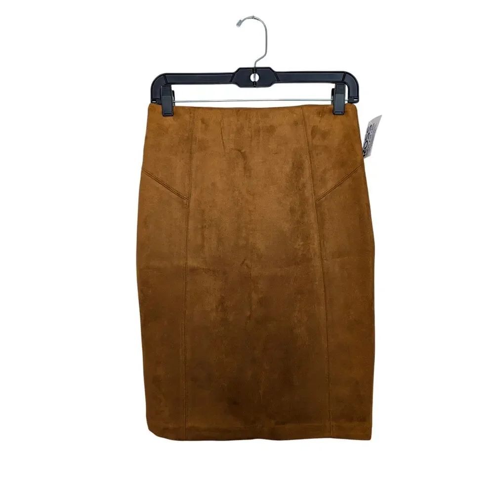 Marc New York Andrew Marc Women Skirts, Caramel Brown Faux Suede Pencil Skirt XS